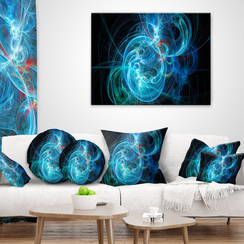 Blue Ball of Yarn - Coussin imprimé abstrait, 18 po x 18 po, Coussin décoratif