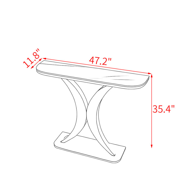 Console légère en métal de style luxueux., Blanc / Gris, 35.4" H x 47.2" W x 11.8, Noir