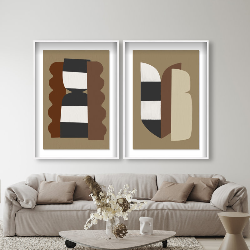Puzzle Catcher Set Shadowbox Abstract Print by Oliver Gal, Black Frame, 10 x 15, 37.5"H x 55.5"W, White Shadowbox