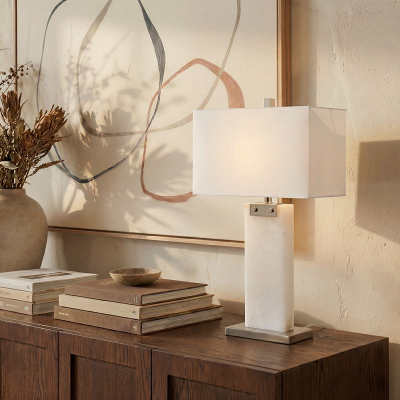 Omon Table Lamp, White/Silver