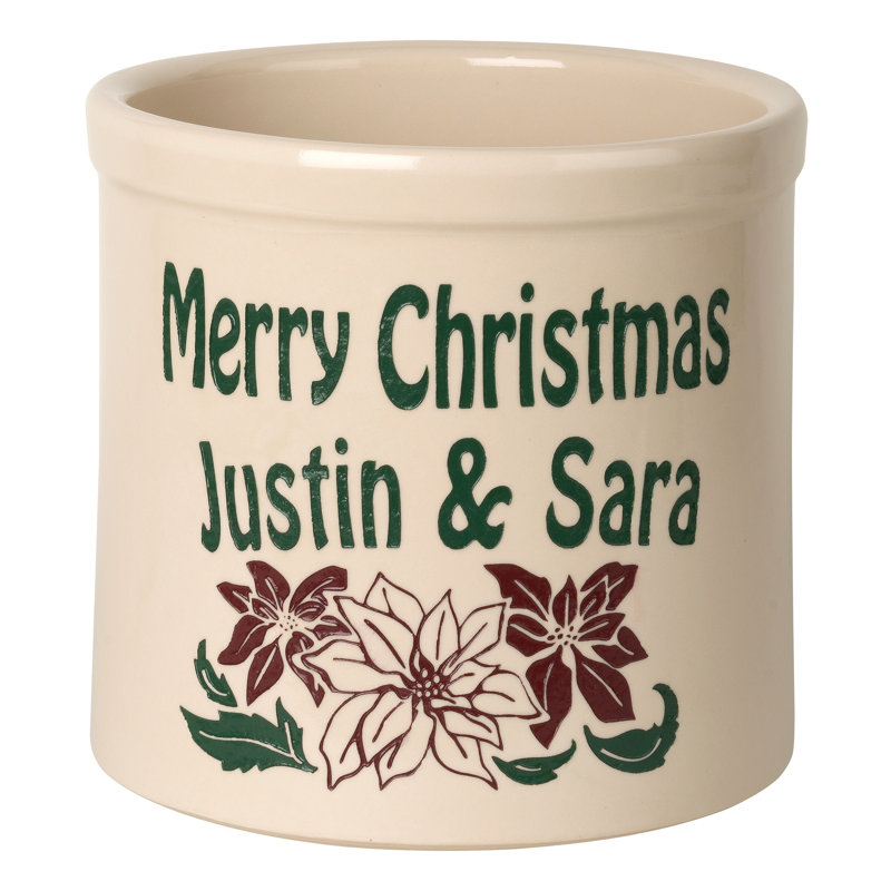 Personalized Poinsettia Ceramic Pot Planter, Yes