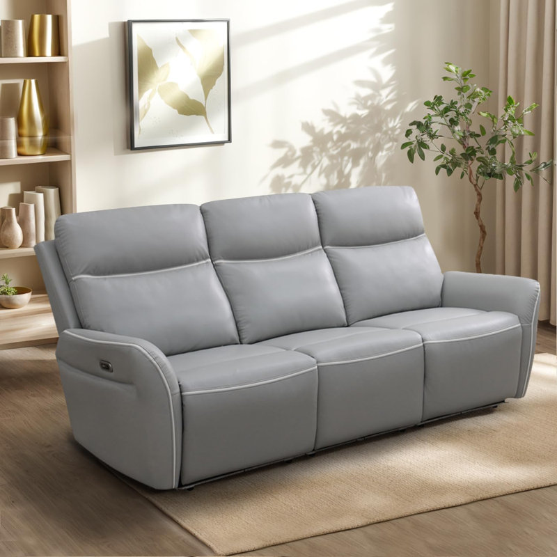 Canapé inclinable en cuir respirant gris clair