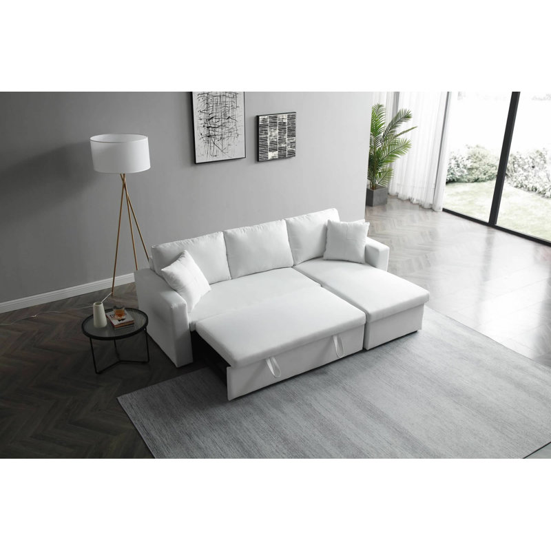 Bevill Upholstered L-Shaped Sectional Reversible, White