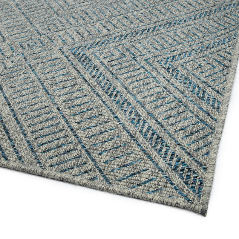Modern Transitional Geometric Southwestern Textured High-Low Cut & Loop Rug, Runner 2' x 6'