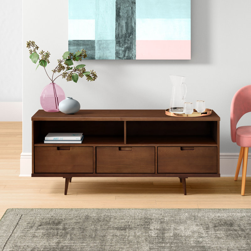 Sadie 58" Solid Wood 3-Drawer TV Stand for TVs up to 60", Walnut