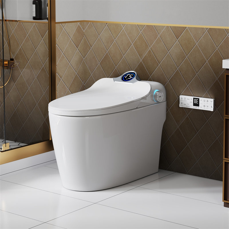 [Combiné bidet de toilette intelligent] Housse / siège avec capteur de pied ouvert | Buse autonettoyante | Siège chauffant à 3 niveaux / flux d'air | Affichage à DEL et télécommande