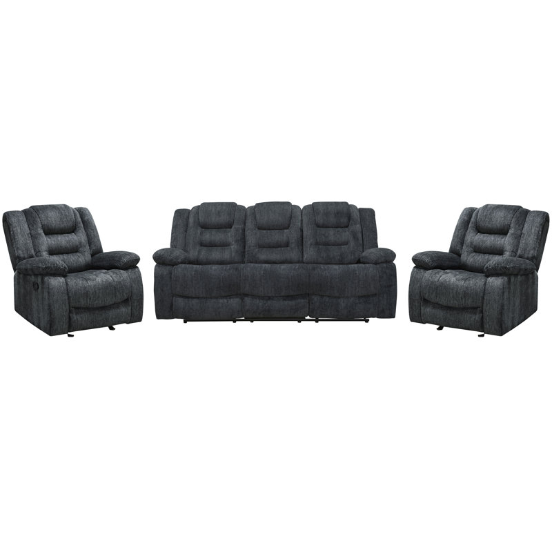 Canapé inclinable manuel Blagota, 3 pièces: canapé, 2 fauteuils inclinables