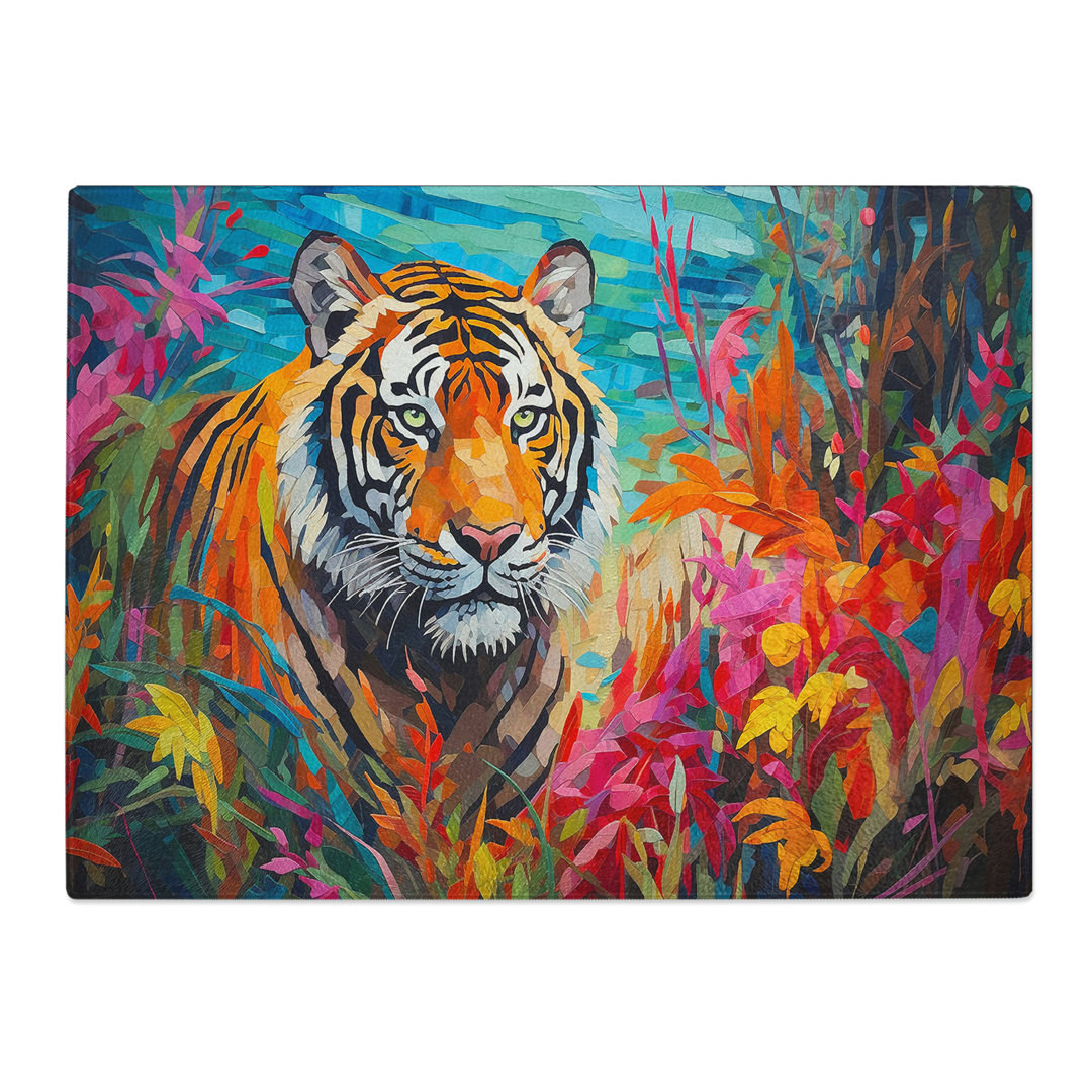 Tiger Colour Field No.2  Glass Chopping Board