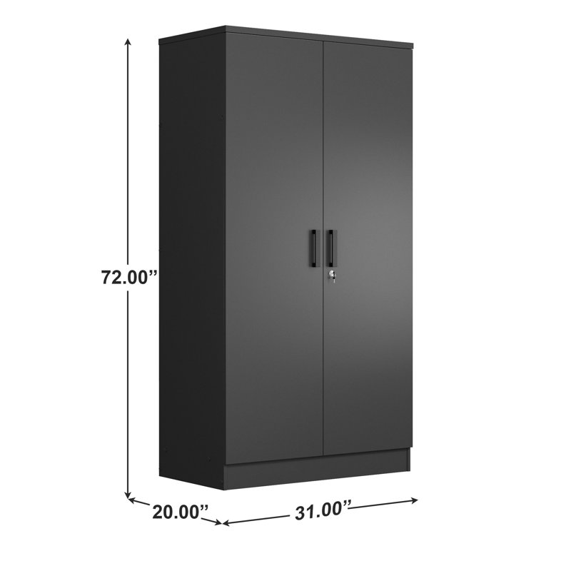 Armoire en bois manufacturé Schriver Harmony, Noir