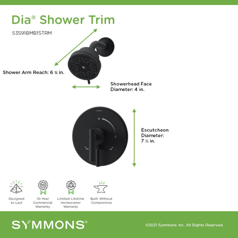 Robinet de douche à poignée simple Dia HydroMersion, Noir mat