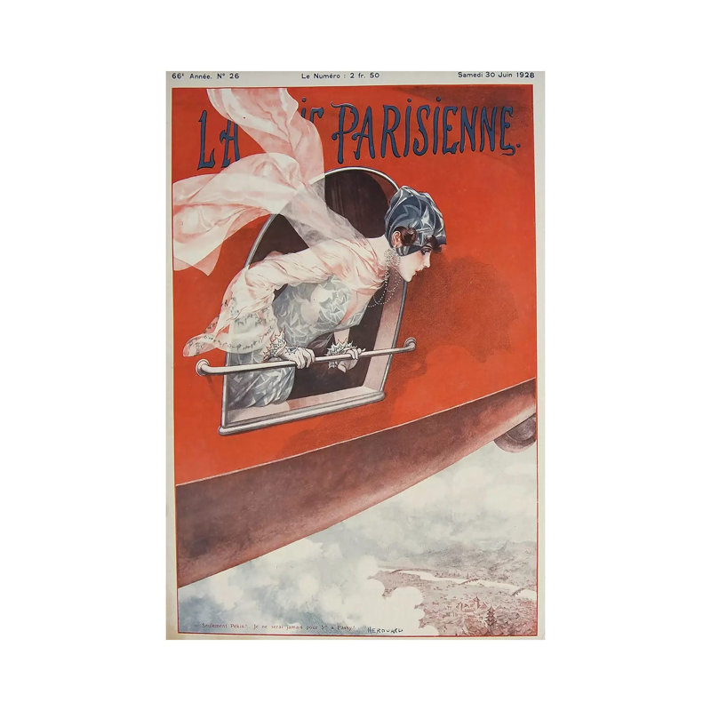 Art Deco Airplane La Vie Parisienne, 1928 by Vintage Apple Collection - Wrapped Canvas Painting