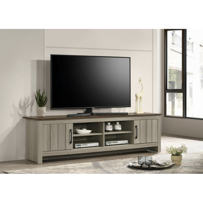 Meuble télé avec tablettes et portes d'armoire pour téléviseur de 65 po ou moins