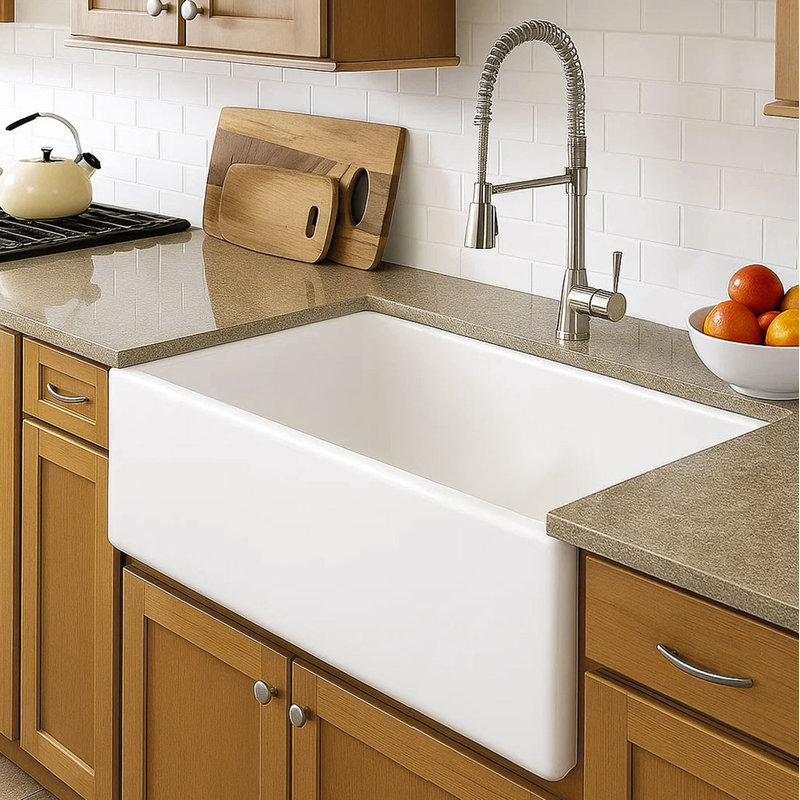 33" L Farmhouse / Apron Single Bowl ceramic  Kitchen Sink