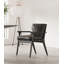 Italian Minimalist Solid Wood Ash Wood Armrests And Faux Leather Dining Chairs