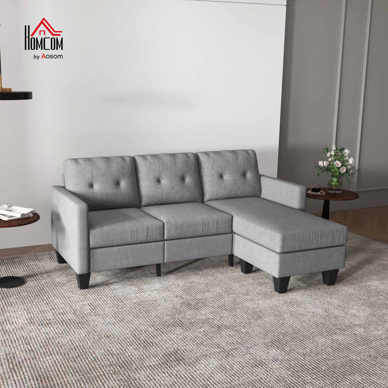 Canapé à accoudoirs carrés 76,8 po Baliny, 100% polyester gris clair