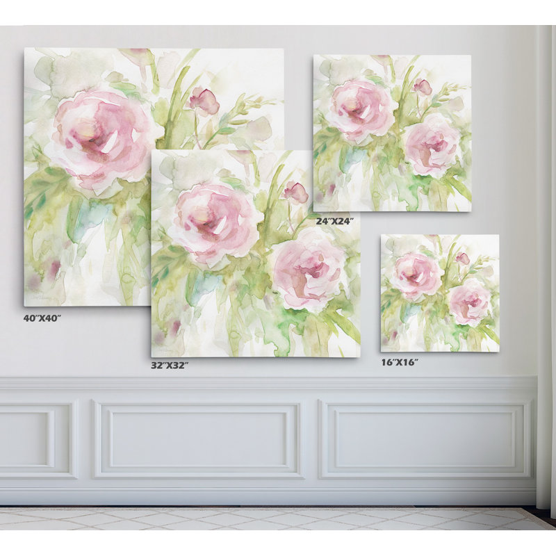 «Pale Garden I», reproduction de peinture à l'huile, H 16 po x l 16 po x P 1,5 po, Toile tendue