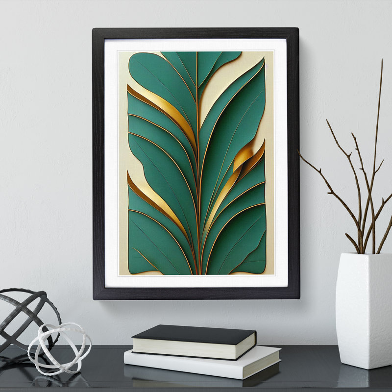Leaf Deco - Framed Print, Black, 64cm H x 46cm W x 2cm D