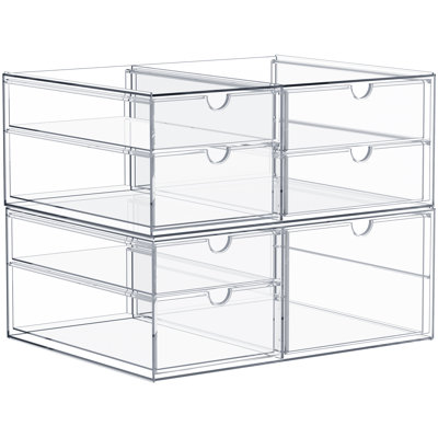 Sorbus Clear Storage and Organizer Bins with 7 Drawers, 2 Pcs Stackable Storage Cases for Office, Kitchen, Crafts, and More