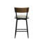 Tabouret pivotant en métal à hauteur réglable, panneau en métal noir et bois de chêne avec tissu avoine