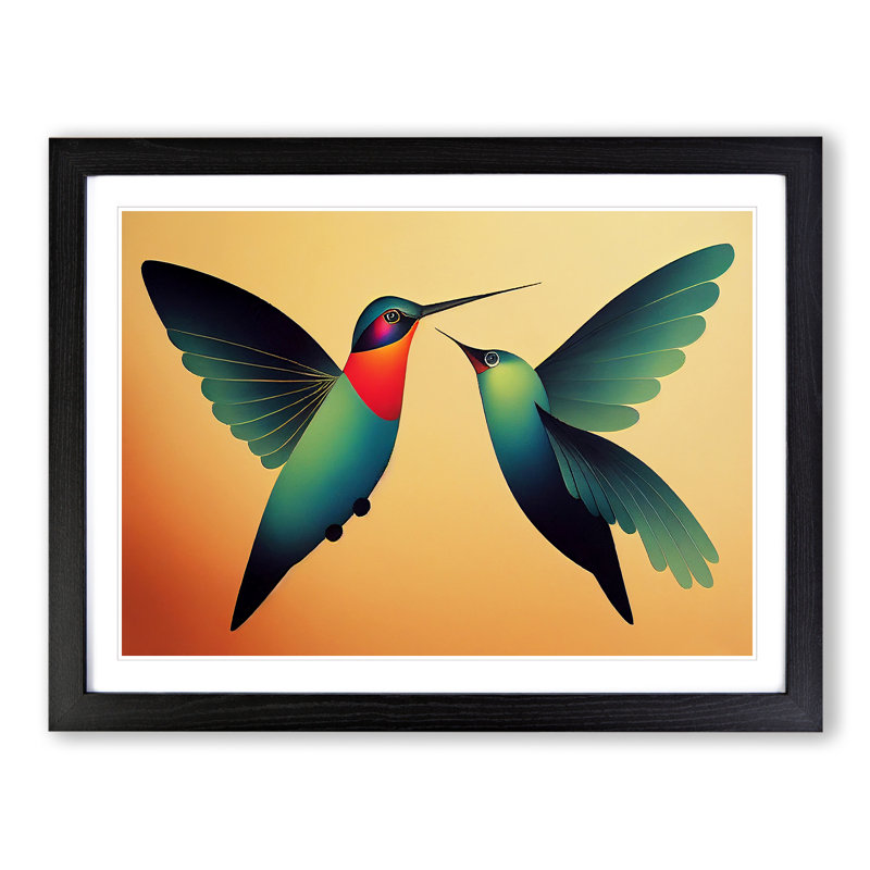 Unique Hummingbirds Abstract - Framed Print, Black, 34cm H x 46cm W x 2cm D
