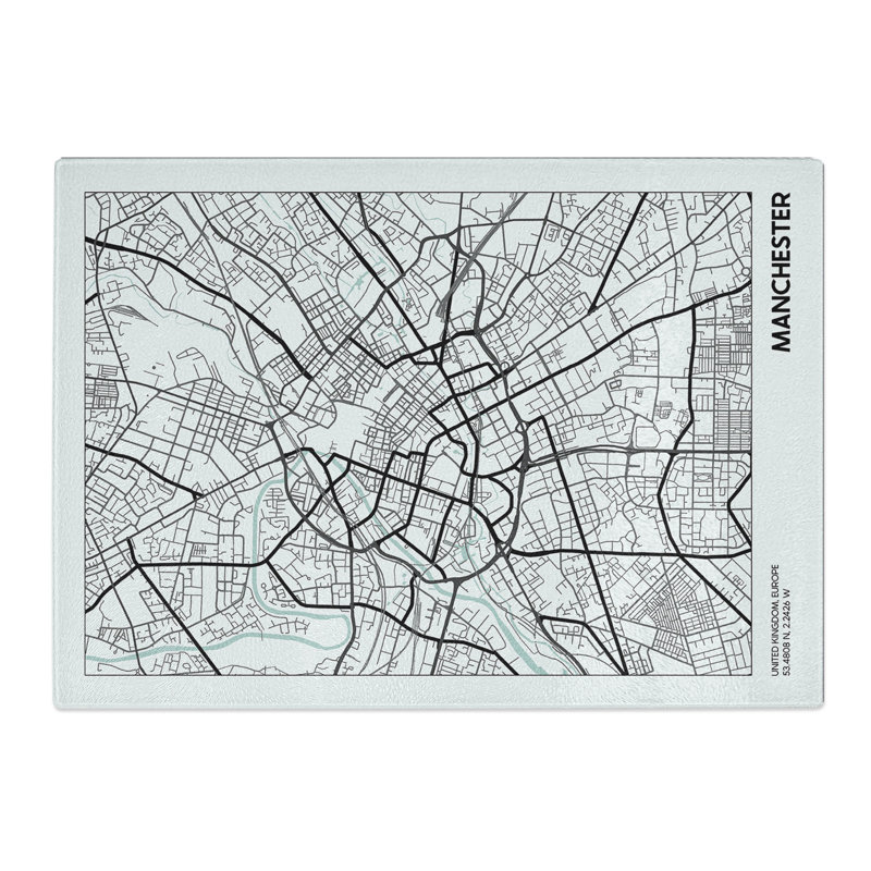 Map Manchester Uk Chopping Board, 28.5cm W x 39cm L