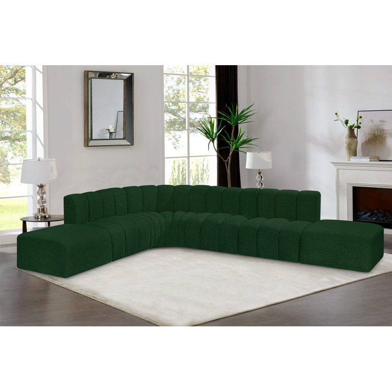Canapé et méridienne rembourrés Hréfna, Boucle verte