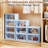 4 Tier Storage Bins With Lids, 23QT Stackable Closet Organizers And Storage With Wheels(Blue)-124323920