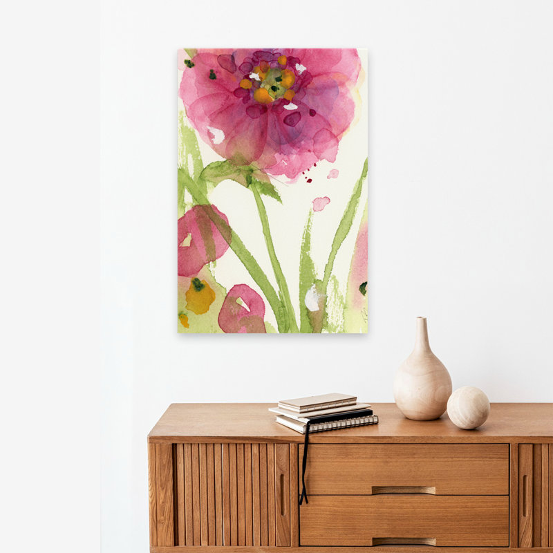 Fleurs sauvages roses - Art contemporain, fleurs de nature morte, H 24 po x l 16 po