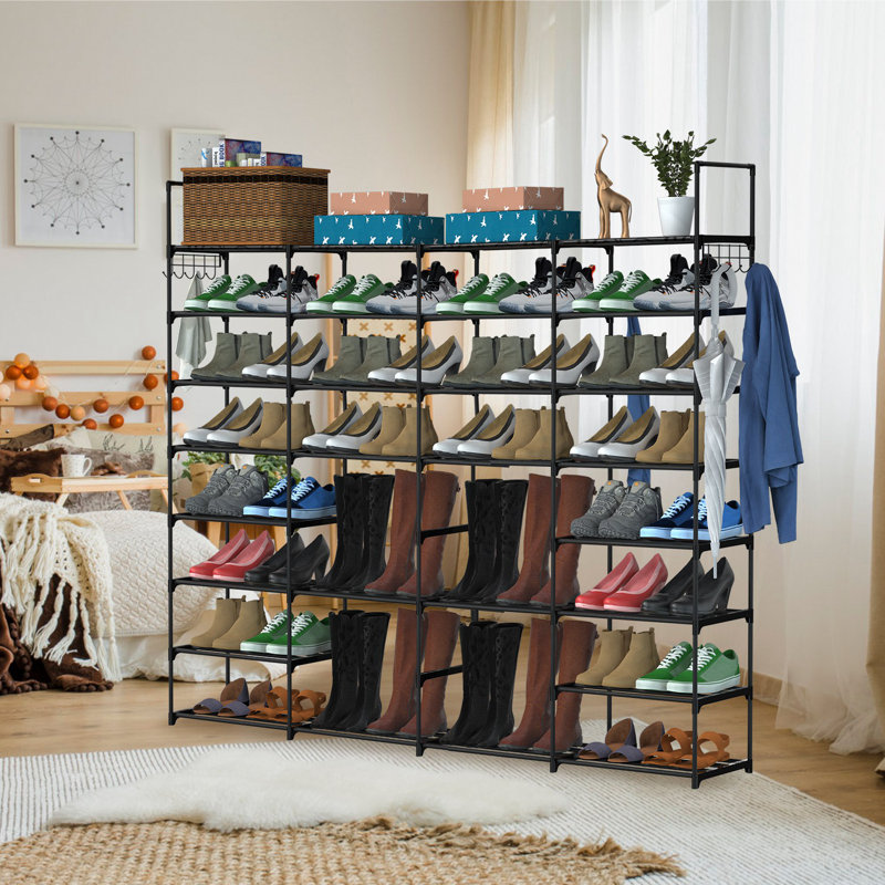 64 Pair Stackable Shoe Storage Rack for Entryway Closet