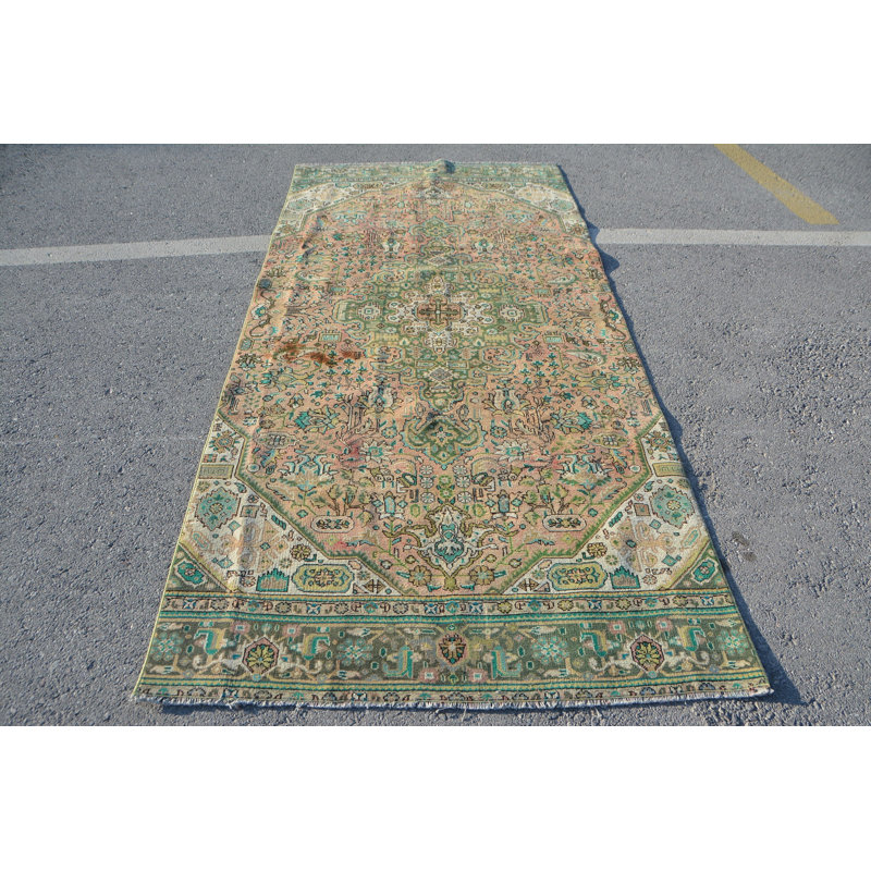 Tapis brun géométrique, tapis turc, grand tapis de 4,4 pi x 9,4 pi, tapis frais, tapis rétro, tapis marocain