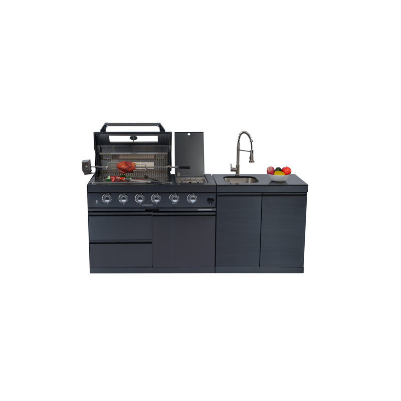 Îlot de barbecue au gaz en acier inoxydable de luxe 46 pouces à 4 brûleurs avec sortie de 72 000 BTU
