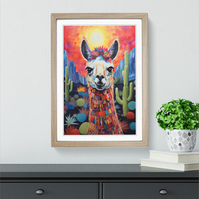 XYZ-FRM-V1223-4306 Llama Symbolism - Single Picture Frame Print on Wood