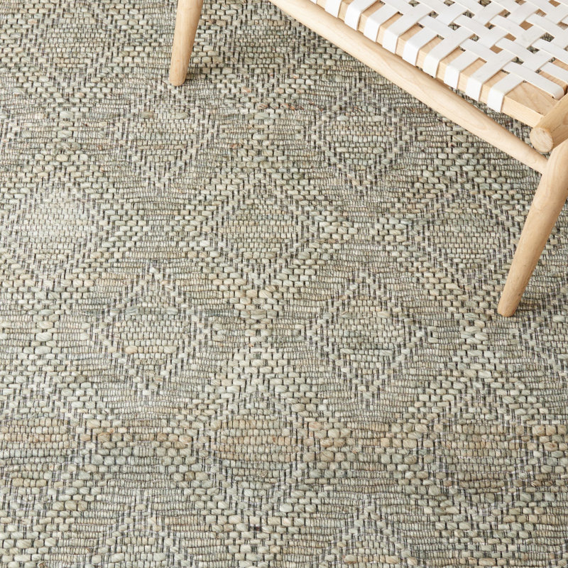 Tapis géométrique en jute et en coton tissé à la main avec latex Karaline, Tapis de couloir 2 pi 3 po x 8 pi