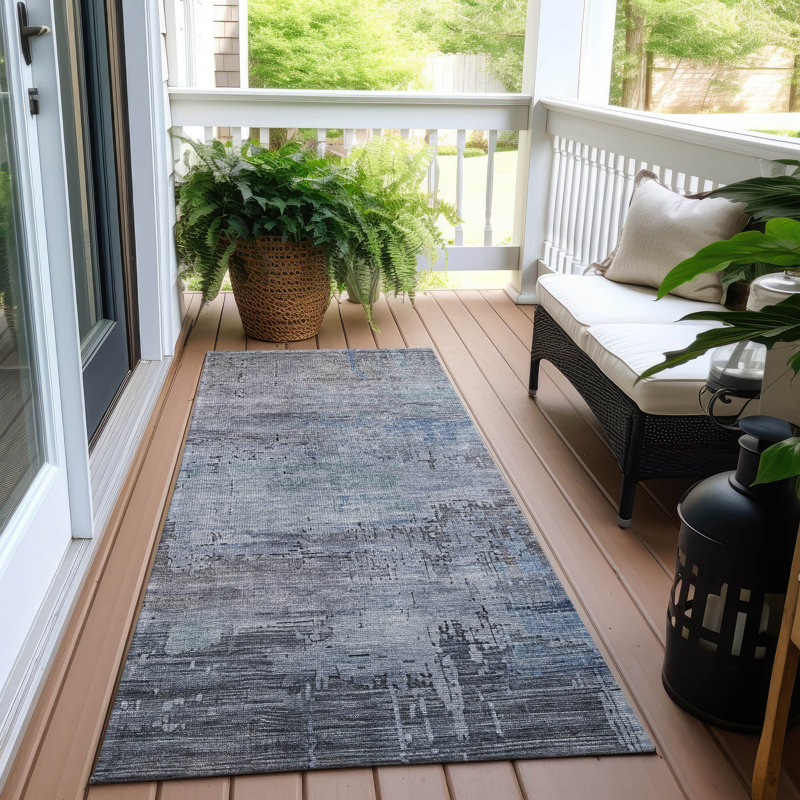 Tapis gris intérieur / extérieur lavable à la machine Claudian ACN1650, Tapis de couloir 2 pi 3 po x 7 pi 6 po