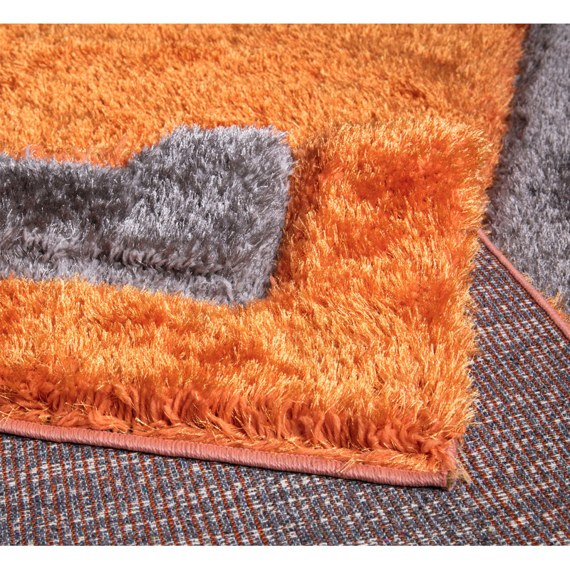 Trani Extra Large Thick Orange Shaggy Rugs Soft Area Carpet Living Room Bedroom Hallway Runner, Rectangle 80 x 150cm