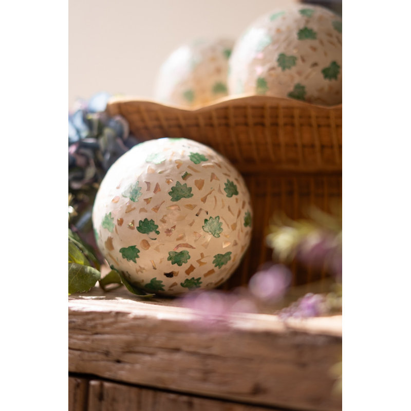  Boule de Capiz filée en mosaïque décorative avec détail de coquille de H 5 po
