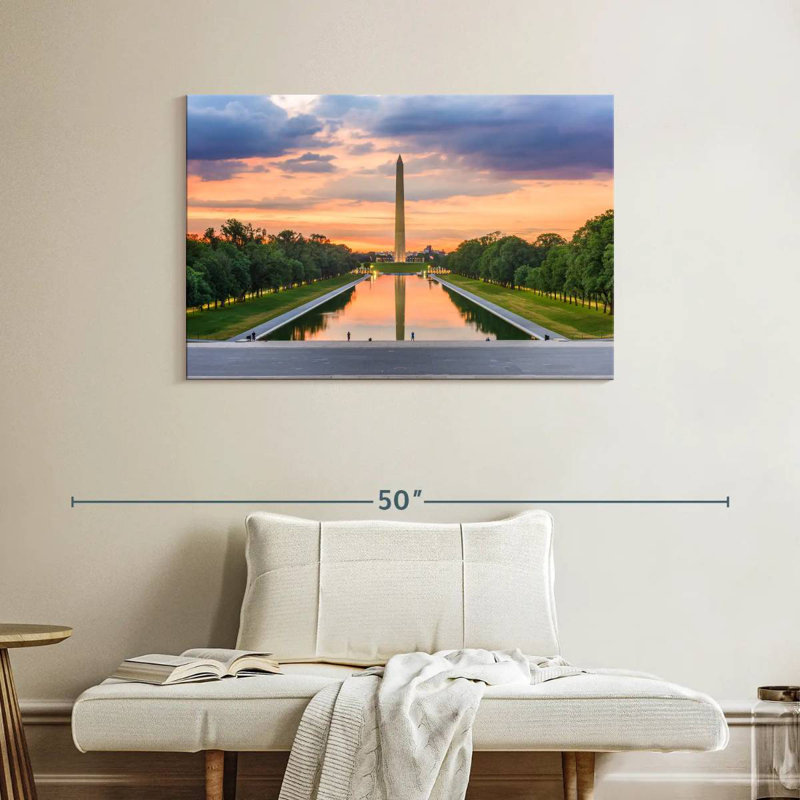 Monument de Washington au coucher du soleil, H 26 po x l 39 po