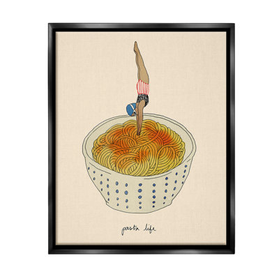 «Swimmer With Pasta Bowl Floater Frame» par Victoria Barnes sur toile