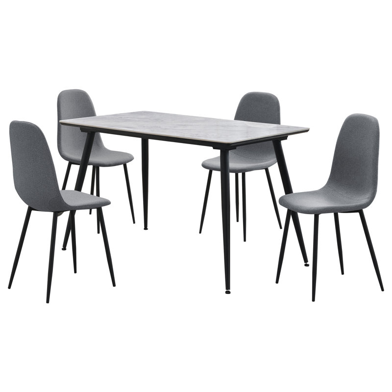 Grey 5-Piece Rectangular Dining Table Set
