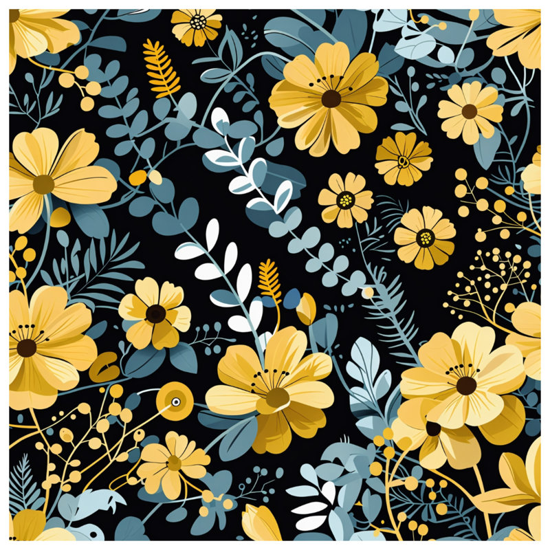 Tapisserie murale à motif floral - Décoration murale florale, 50 po H x 60 po L avec 4 œillets