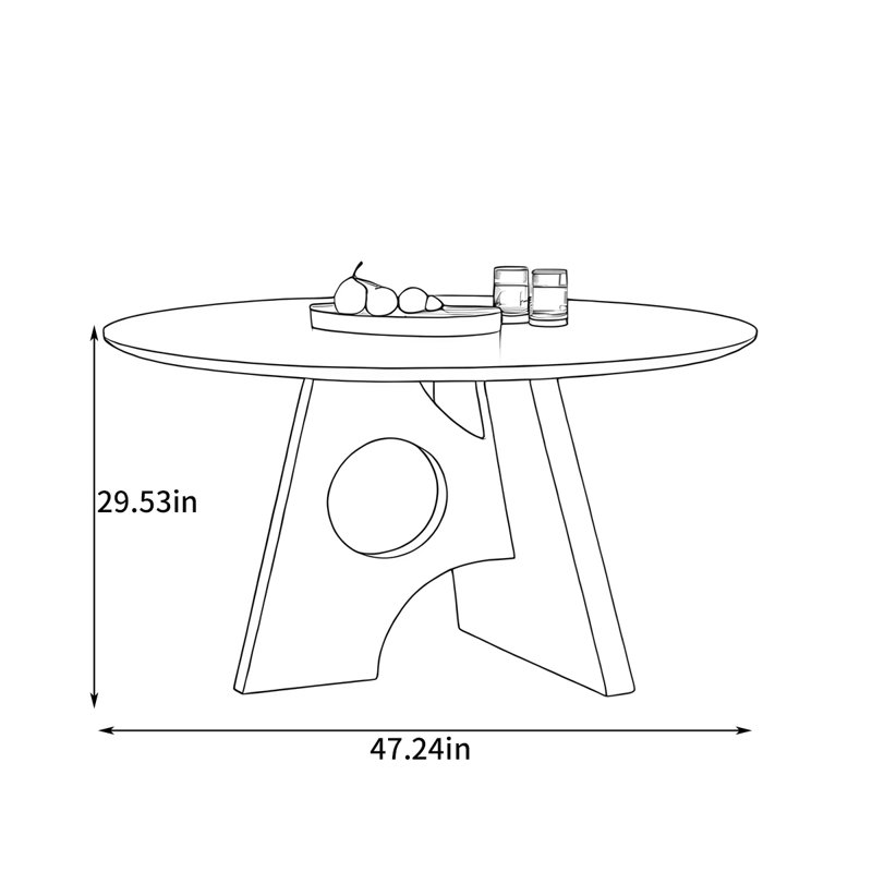Medieval style simple round table, 29.53"H x 47.24"L x 47.24"W