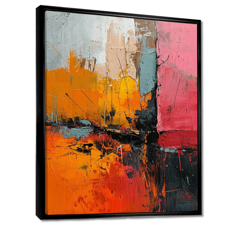 Southern Melancholy - Art mural abstrait, salon, Cadre flottant noir, H 20 po x l 12 po