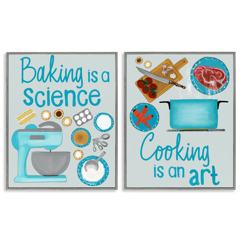 Ensemble de 2 giclées encadrées "B pâtisserie et cuisson", design par Christine Becker, H 14 po x l 22 po