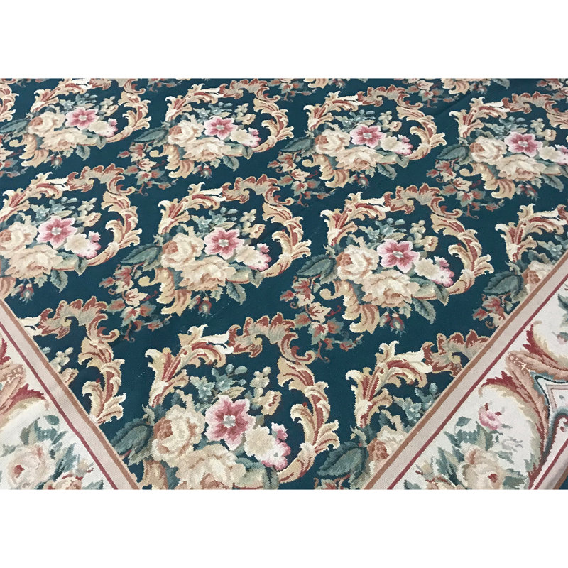 Needlepoint Wool Floral Area Rug