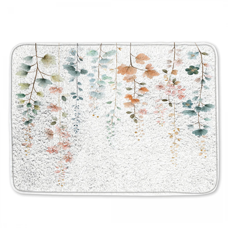 Tapis de bain suspendu à fleurs pastel, L 34 po x L 21 po