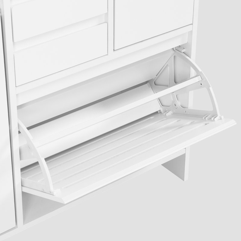 Hall Tree 31.5'' Wide with Shoe Storage, White
