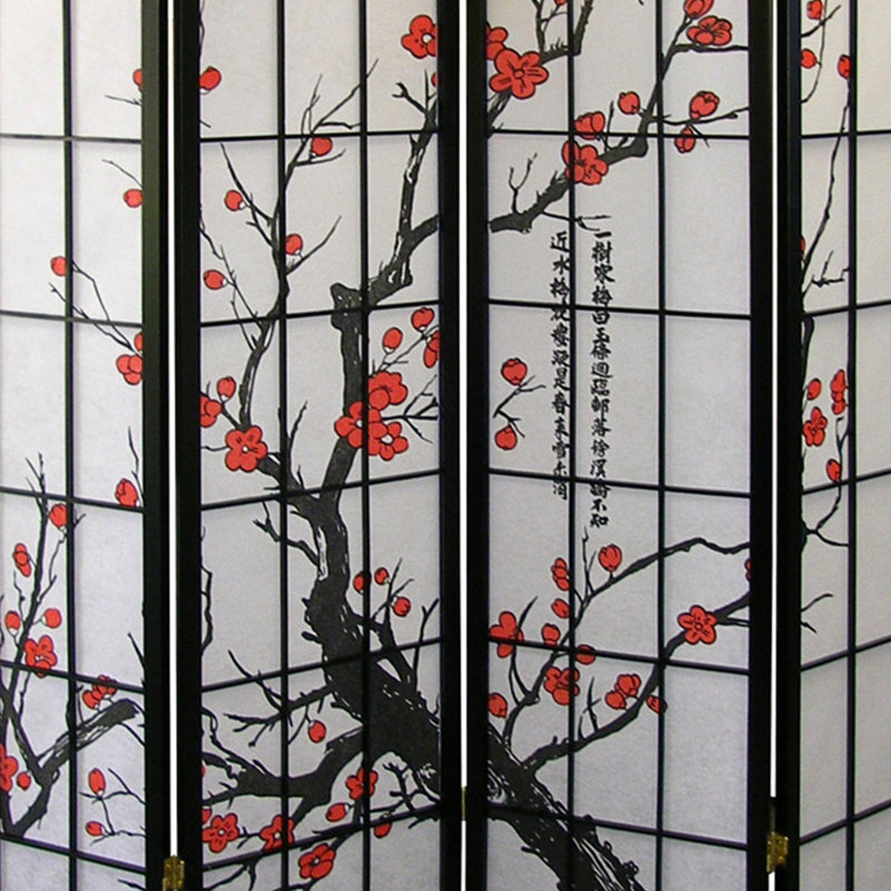 Paravent de 70 po de hauteur avec des silhouettes attrayantes de fleurs de prunier - ajout d'intimité et attrait à motif attrayant
