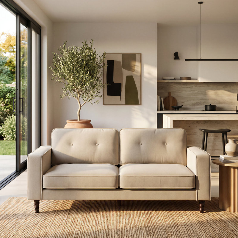 Teasha Sofa, Blue Linen, 3