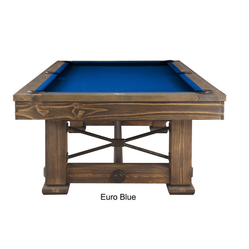 Rio Grande Slate Pool Table with Professional Installation Included, 7' 5", Weathered Bark, Euro Blue