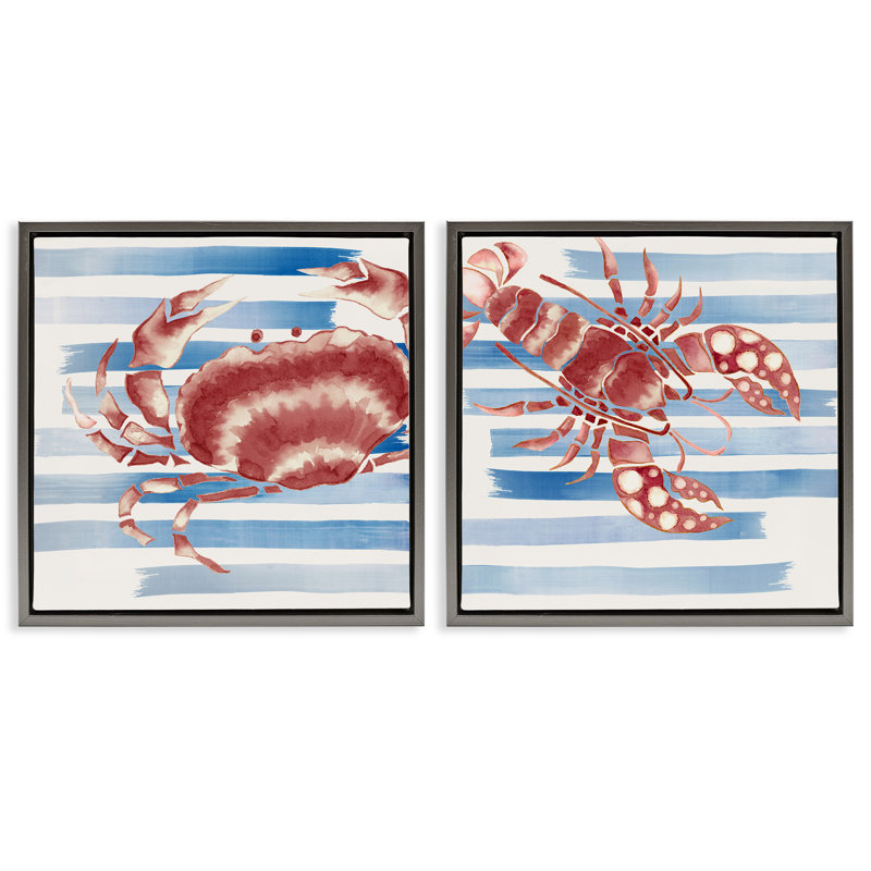 Ensemble de cadres flottants 2 pièces Striped Claws Sea Creatures, design par Eli Jones, H 18 po x l 18 po